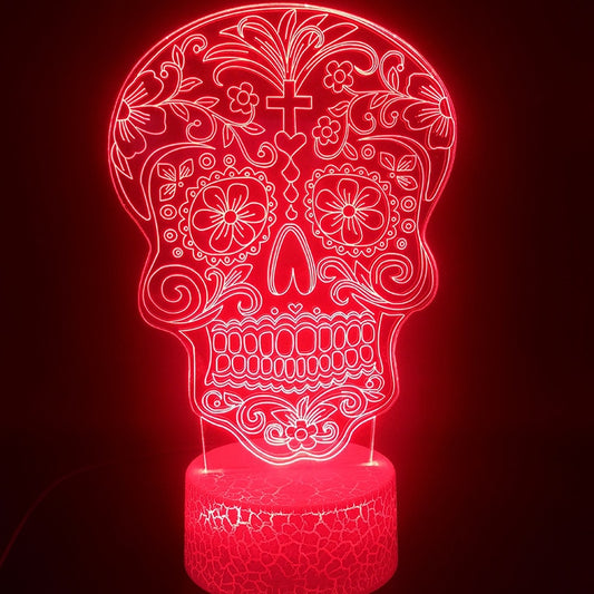 3D Led Night Light Hologram Halloween Gift Colorful Gradient Led Atmosphere Light Skull Decoration Lamp Illusion 3d Table Lamp