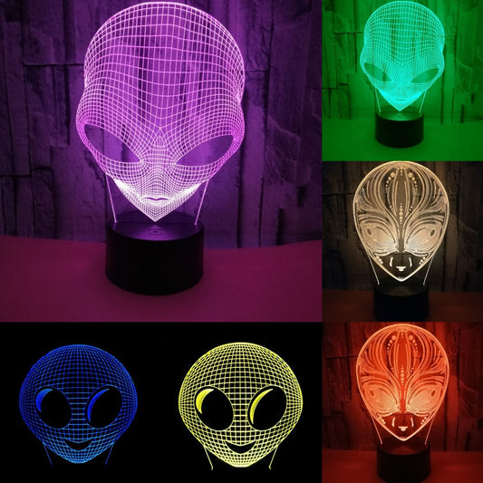 Alien 3D Hologram Illusion Unique Lamp  Acrylic Night Light With Touch Switch Table Lamp 7 Colors Changing Decor Gift Birthday