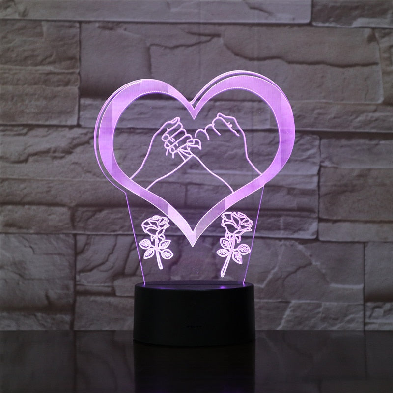 Valentine's Day Gifts 3D Lamp Illusion LED Night Light I LOVE YOU Romantic Love Lights Present for Girls Lady  Bedroom Decor