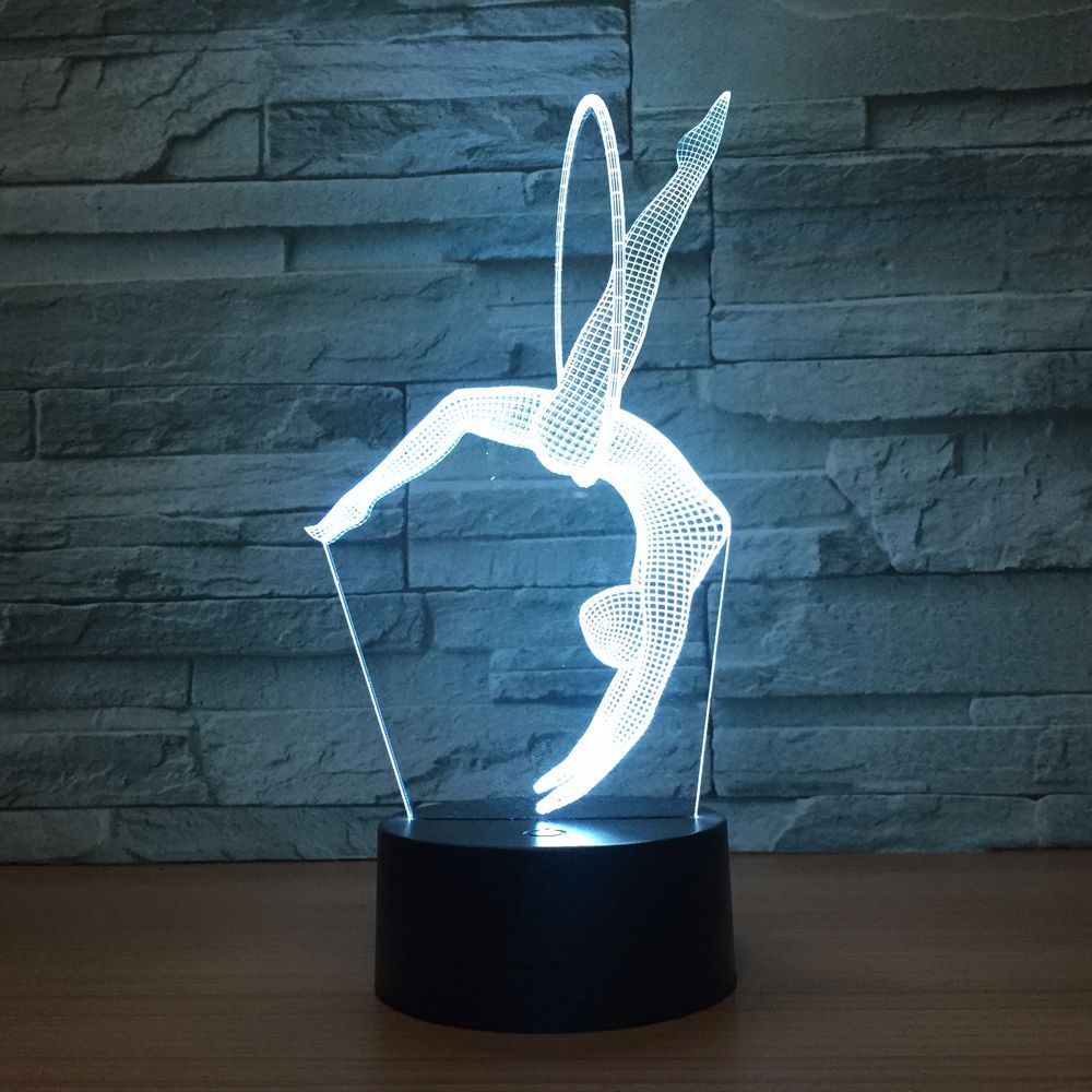 Eurhythmics 3D Lamp LED Night Light 7 Colors Changing with USB Charging Table Lamp Freestanding Artistic Gymnastics Nightlight