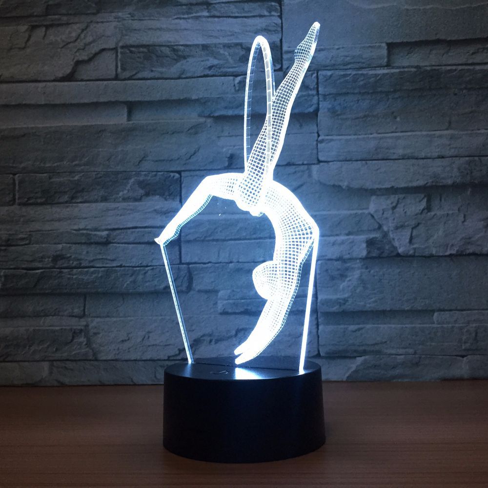 Eurhythmics 3D Lamp LED Night Light 7 Colors Changing with USB Charging Table Lamp Freestanding Artistic Gymnastics Nightlight