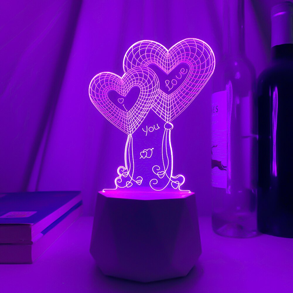 Bluetooth speaker Led Lamps 3D Night Light Valentine's Day Gifts for Home Decoration Usb Battery 3d Illusion Lamp Wedding Souven