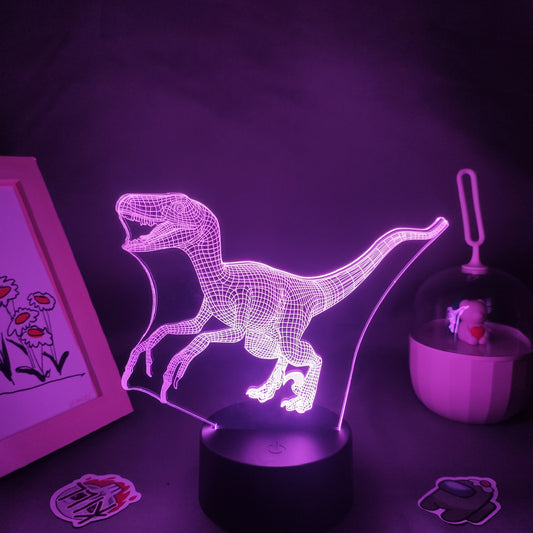 Animal Dinosaur Velociraptor Raptor 3D LED Neon Lamps RGB Night Lights Birthday Gifts For Kids Child Bedroom Bedside Table Decor