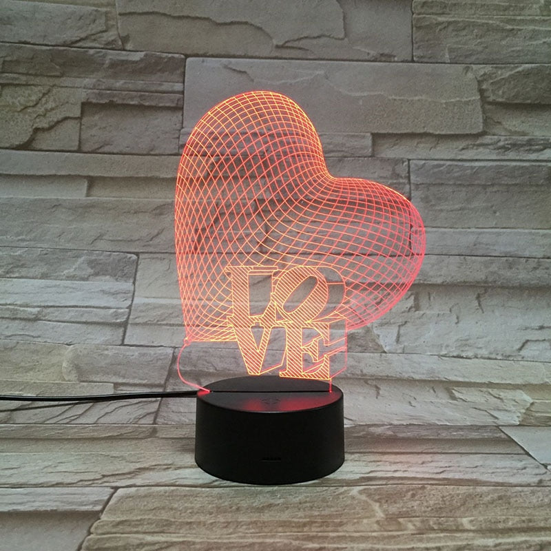 Valentine's Day Gifts 3D Lamp Illusion LED Night Light I LOVE YOU Romantic Love Lights Present for Girls Lady  Bedroom Decor