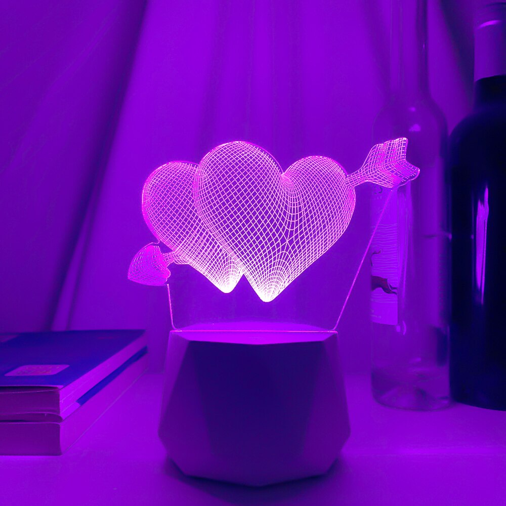 Bluetooth speaker Led Lamps 3D Night Light Valentine's Day Gifts for Home Decoration Usb Battery 3d Illusion Lamp Wedding Souven