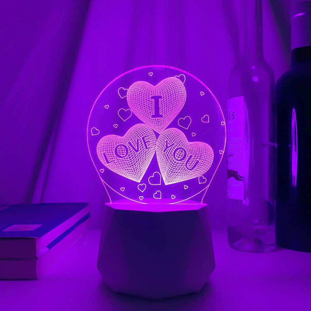 Bluetooth speaker Led Lamps 3D Night Light Valentine's Day Gifts for Home Decoration Usb Battery 3d Illusion Lamp Wedding Souven