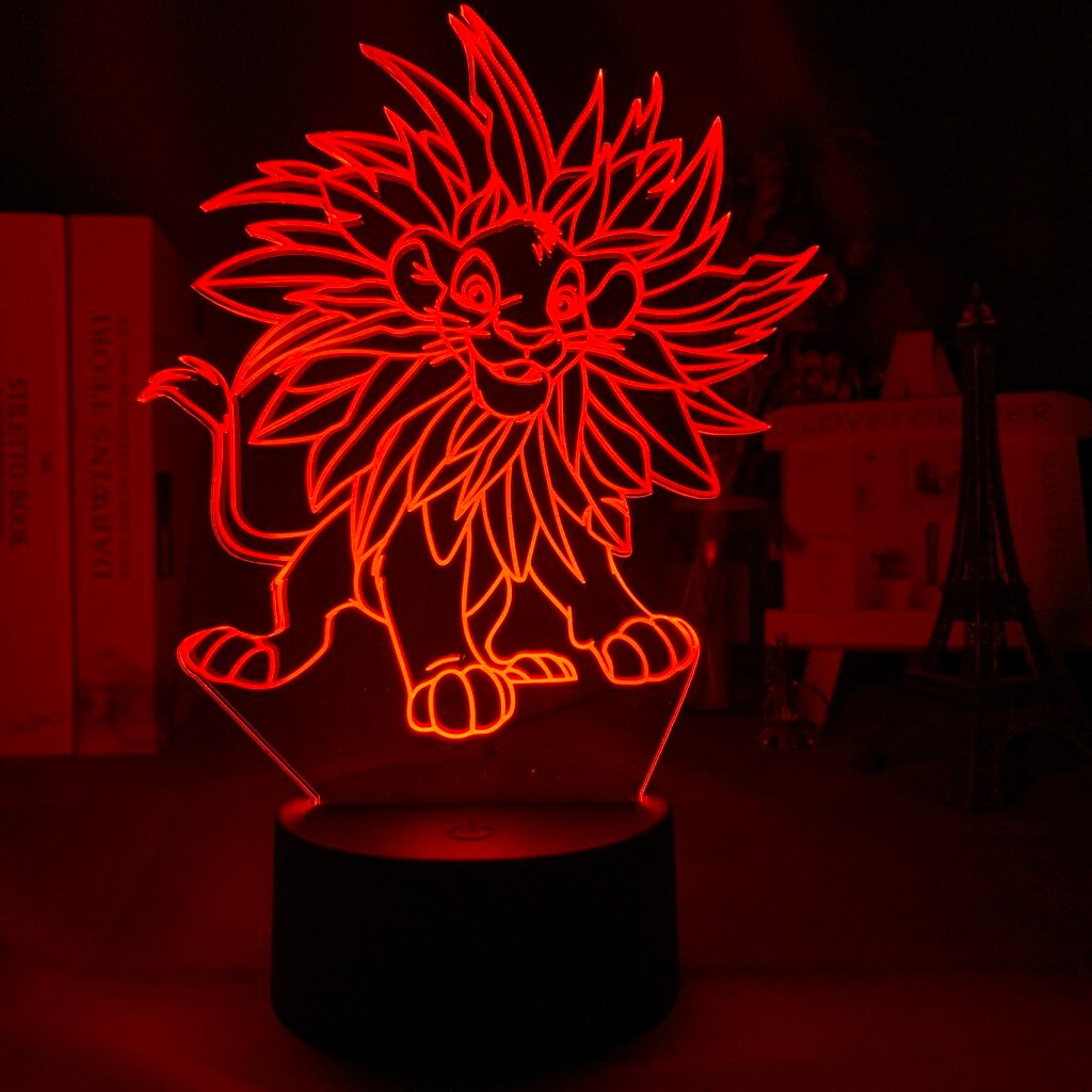 Lion 3d Night Light Children's Room Desk Bedside Led Colorful Variable Night Lamp Battery Usb Children's Gift Kids Lamp