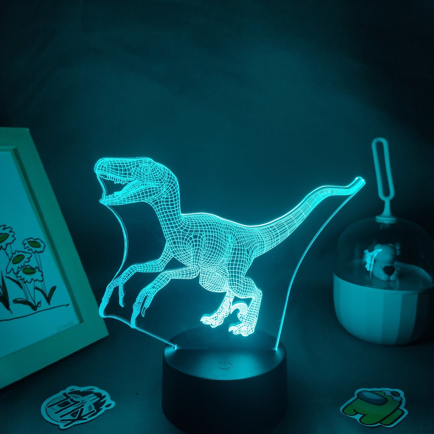 Animal Dinosaur Velociraptor Raptor 3D LED Neon Lamps RGB Night Lights Birthday Gifts For Kids Child Bedroom Bedside Table Decor