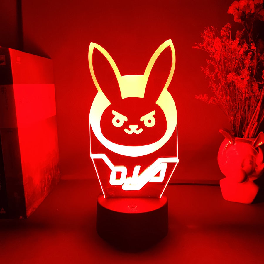 Game Overwatch DVA Figurine 3D Illusion Lamp Computer Room Desktop Otaku Light Home Decoration Holiday Atmosphere Lighting Decor