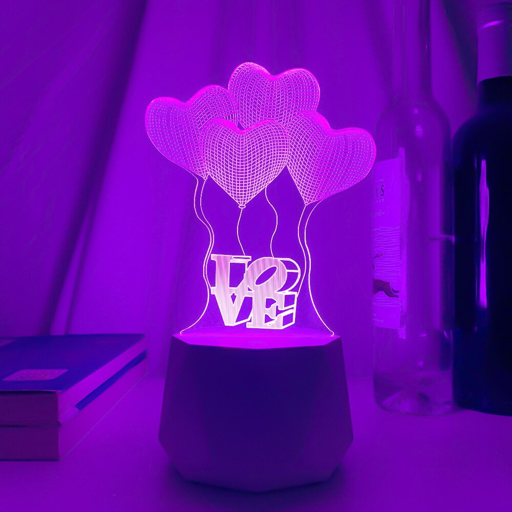 Bluetooth speaker Led Lamps 3D Night Light Valentine's Day Gifts for Home Decoration Usb Battery 3d Illusion Lamp Wedding Souven