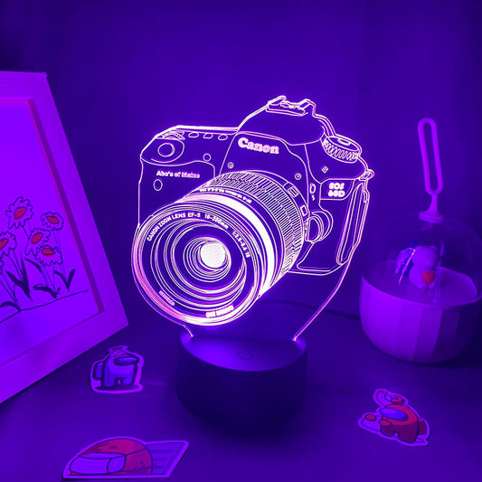 Camera 3D LED Lamps RGB Creative Night Light Cool Colorful Gift For Friends Bedroom Bedside Coffee Table Decor Photographer Gift