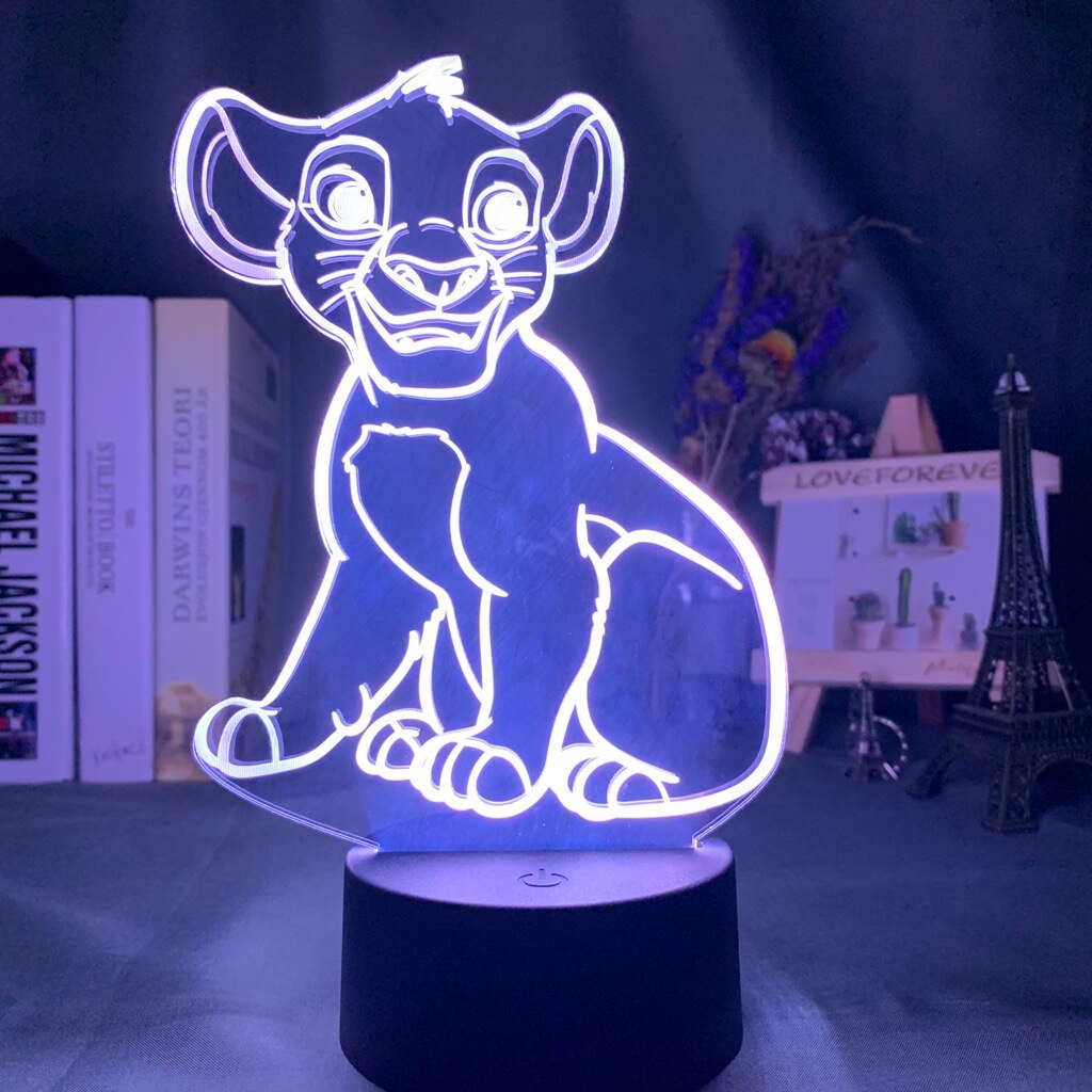 Lion 3d Night Light Children's Room Desk Bedside Led Colorful Variable Night Lamp Battery Usb Children's Gift Kids Lamp