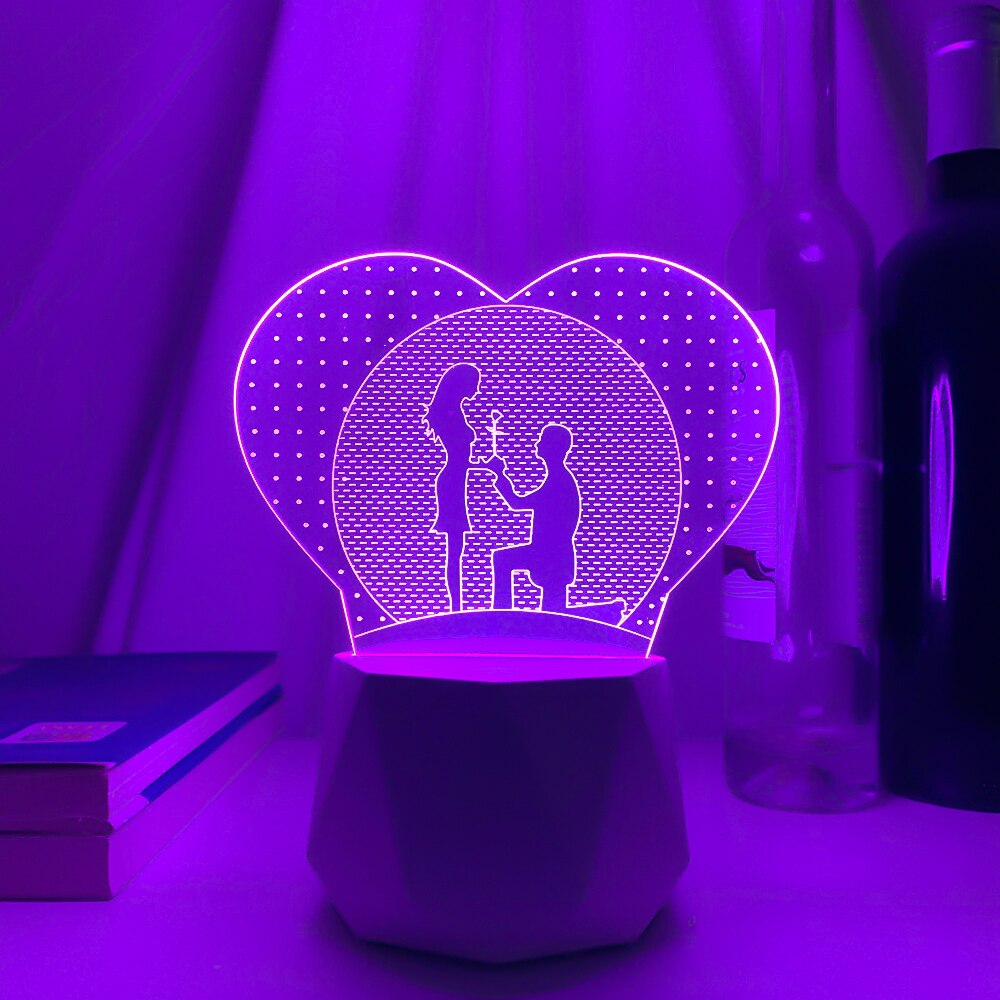 Bluetooth speaker Led Lamps 3D Night Light Valentine's Day Gifts for Home Decoration Usb Battery 3d Illusion Lamp Wedding Souven