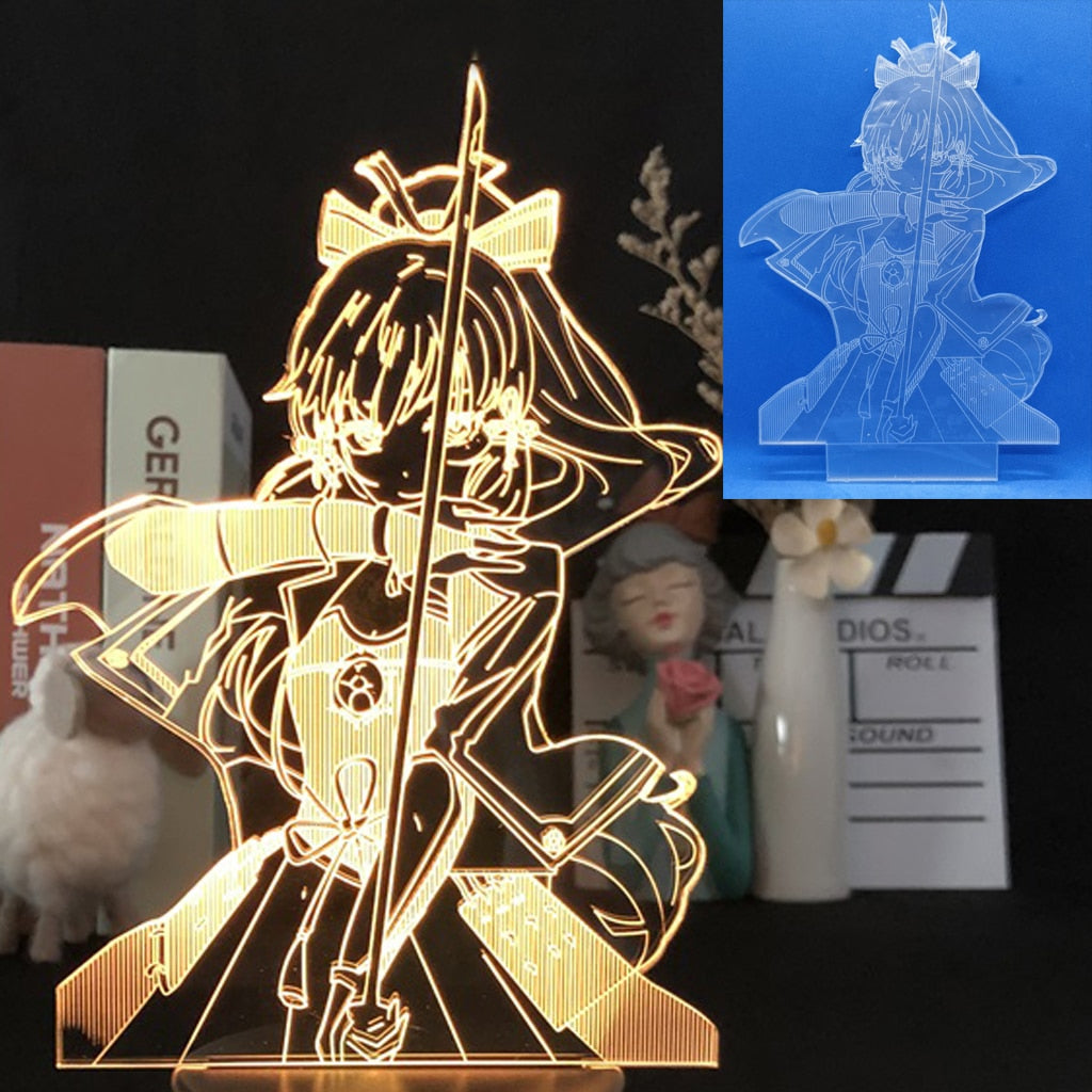 Genshin Impact Anime Night Light Game Figure Yunjin Lamp Shenhe Room Decor Kids Gift Acrylic Board And Base Are Sold Separately