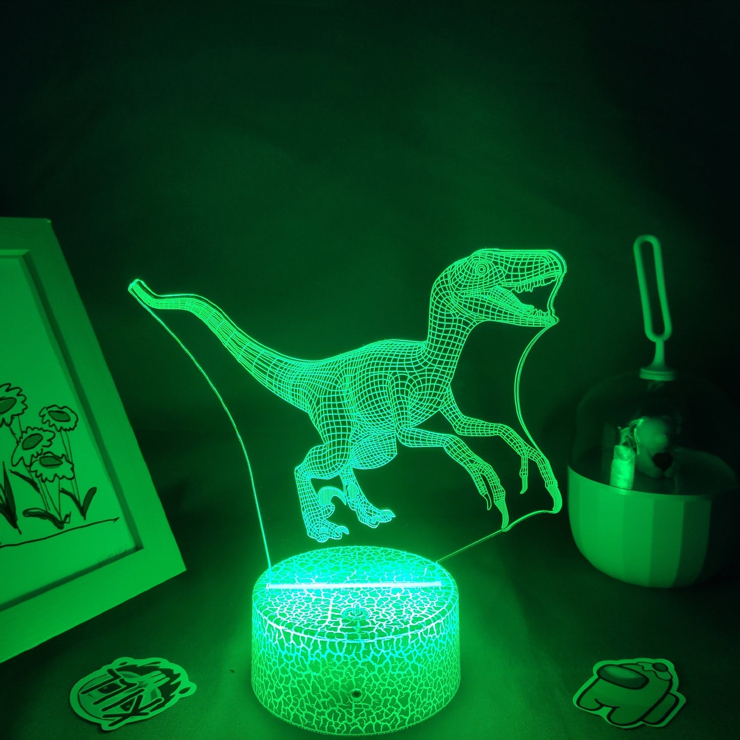 Animal Dinosaur Velociraptor Raptor 3D LED Neon Lamps RGB Night Lights Birthday Gifts For Kids Child Bedroom Bedside Table Decor