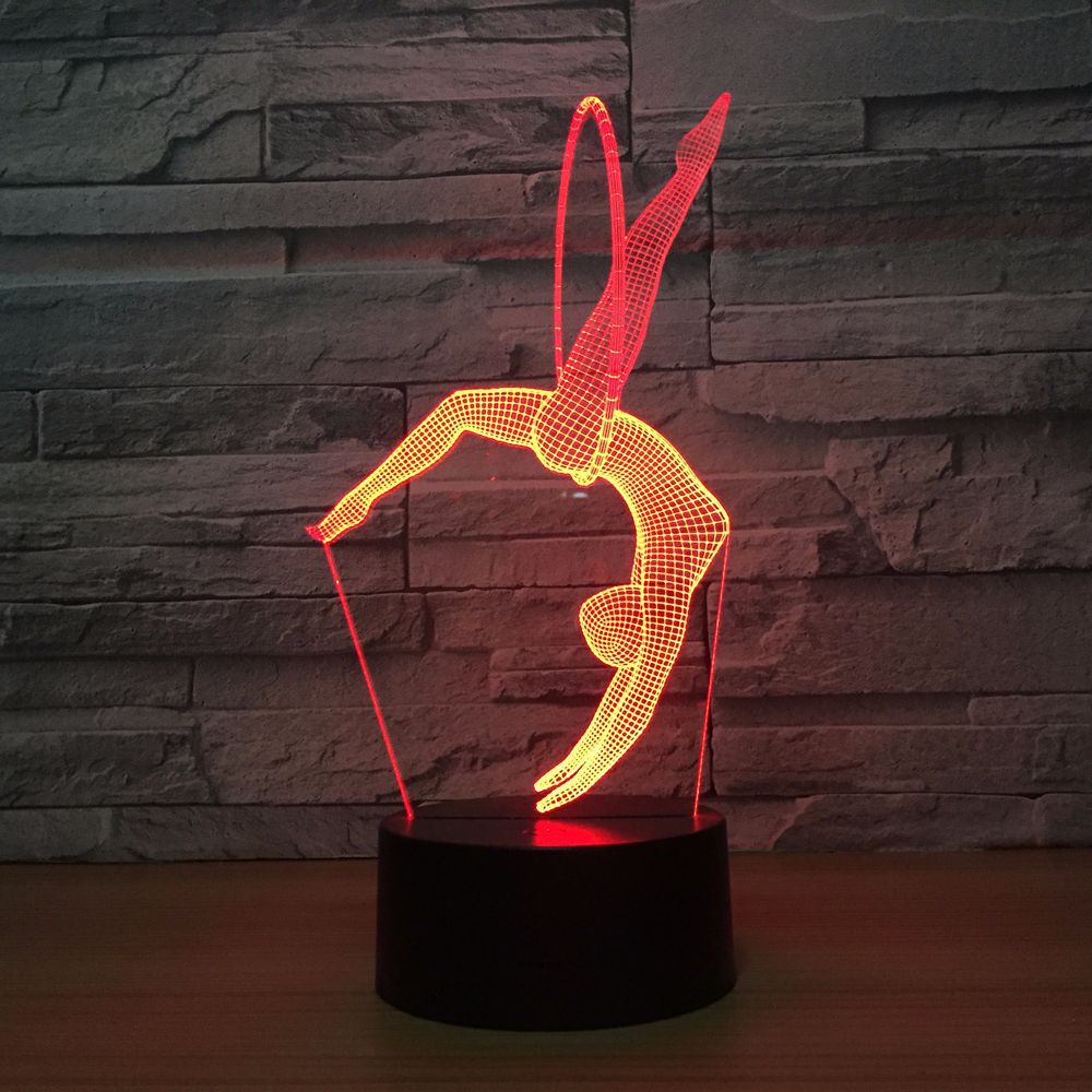 Eurhythmics 3D Lamp LED Night Light 7 Colors Changing with USB Charging Table Lamp Freestanding Artistic Gymnastics Nightlight