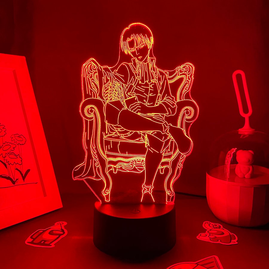 Anime Attack on Titan Figure Levi King Led Night Lights Friends Gifts Manga 3D Lava Lamp Bedroom Table Decor Shingeki no Kyojin