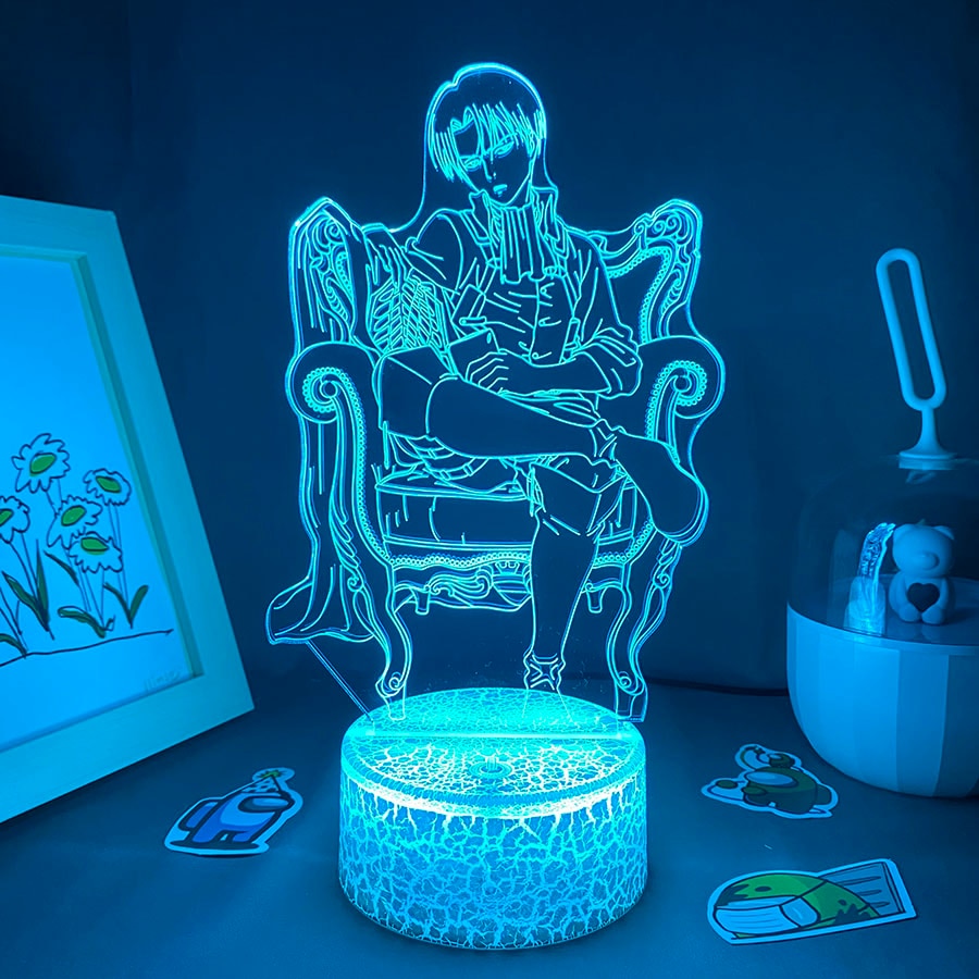 Anime Attack on Titan Figure Levi King Led Night Lights Friends Gifts Manga 3D Lava Lamp Bedroom Table Decor Shingeki no Kyojin