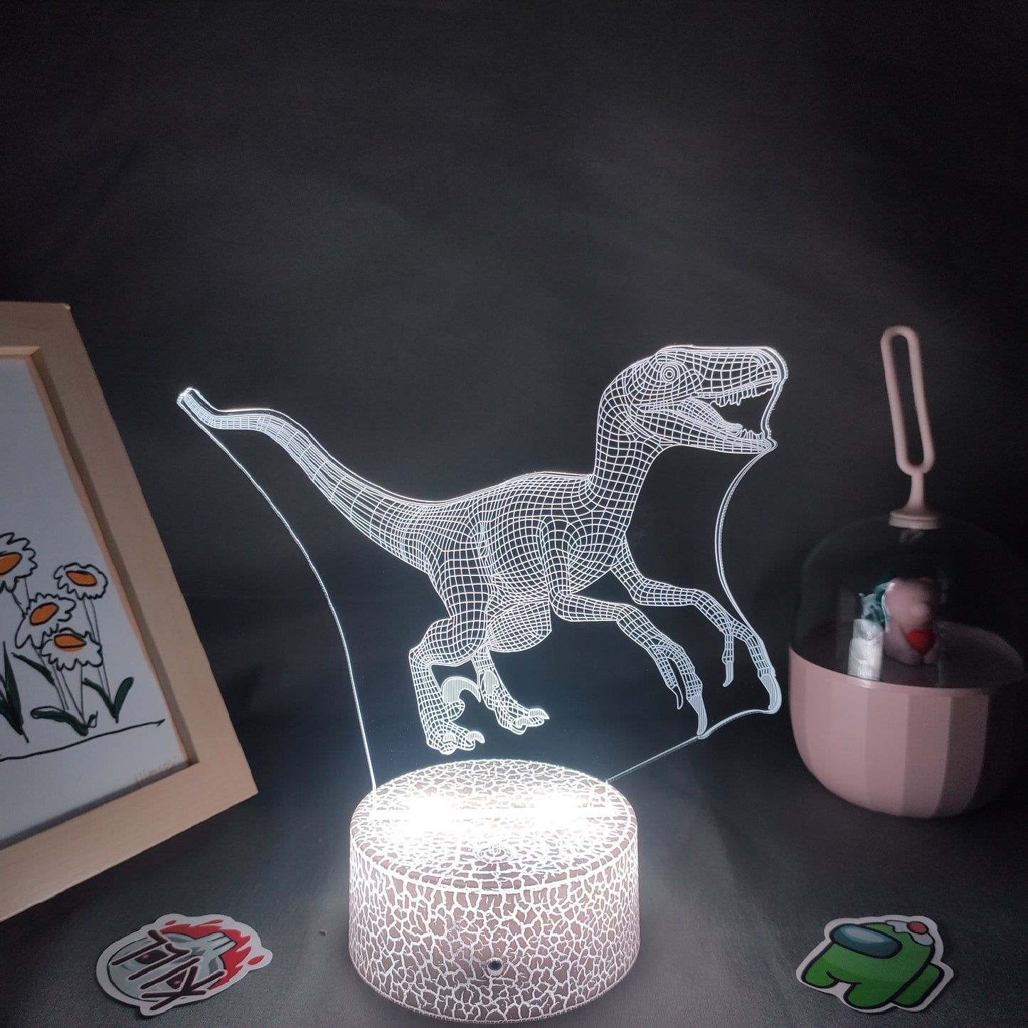 Animal Dinosaur Velociraptor Raptor 3D LED Neon Lamps RGB Night Lights Birthday Gifts For Kids Child Bedroom Bedside Table Decor