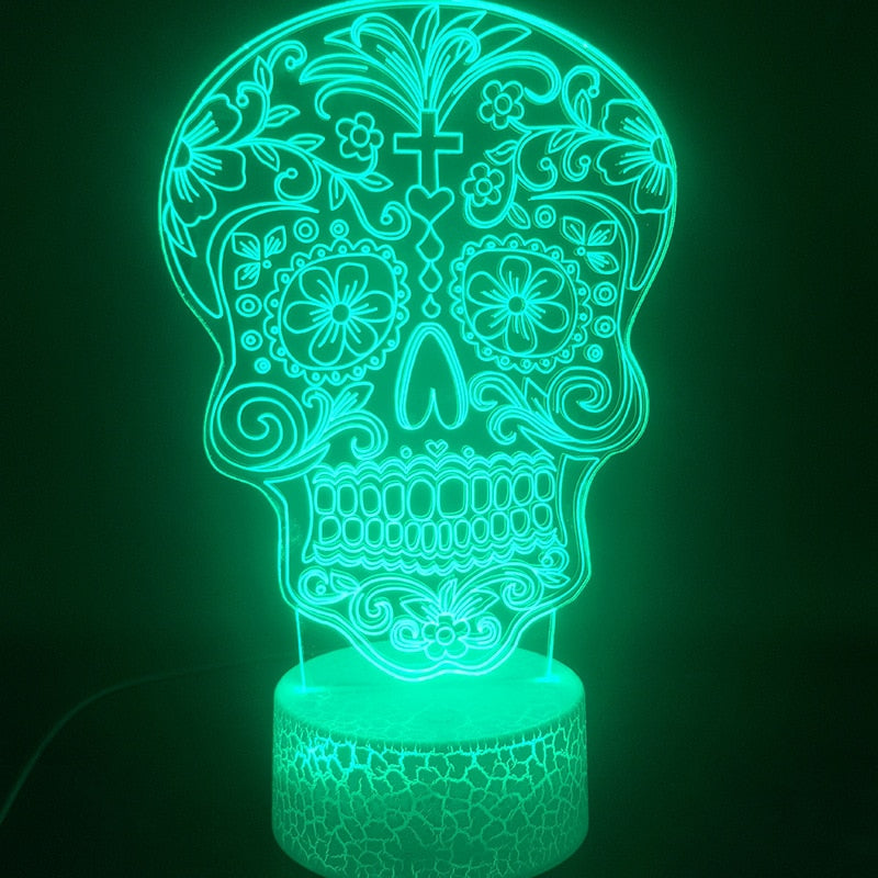 3D Led Night Light Hologram Halloween Gift Colorful Gradient Led Atmosphere Light Skull Decoration Lamp Illusion 3d Table Lamp