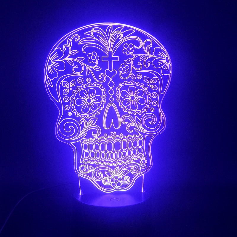 3D Led Night Light Hologram Halloween Gift Colorful Gradient Led Atmosphere Light Skull Decoration Lamp Illusion 3d Table Lamp