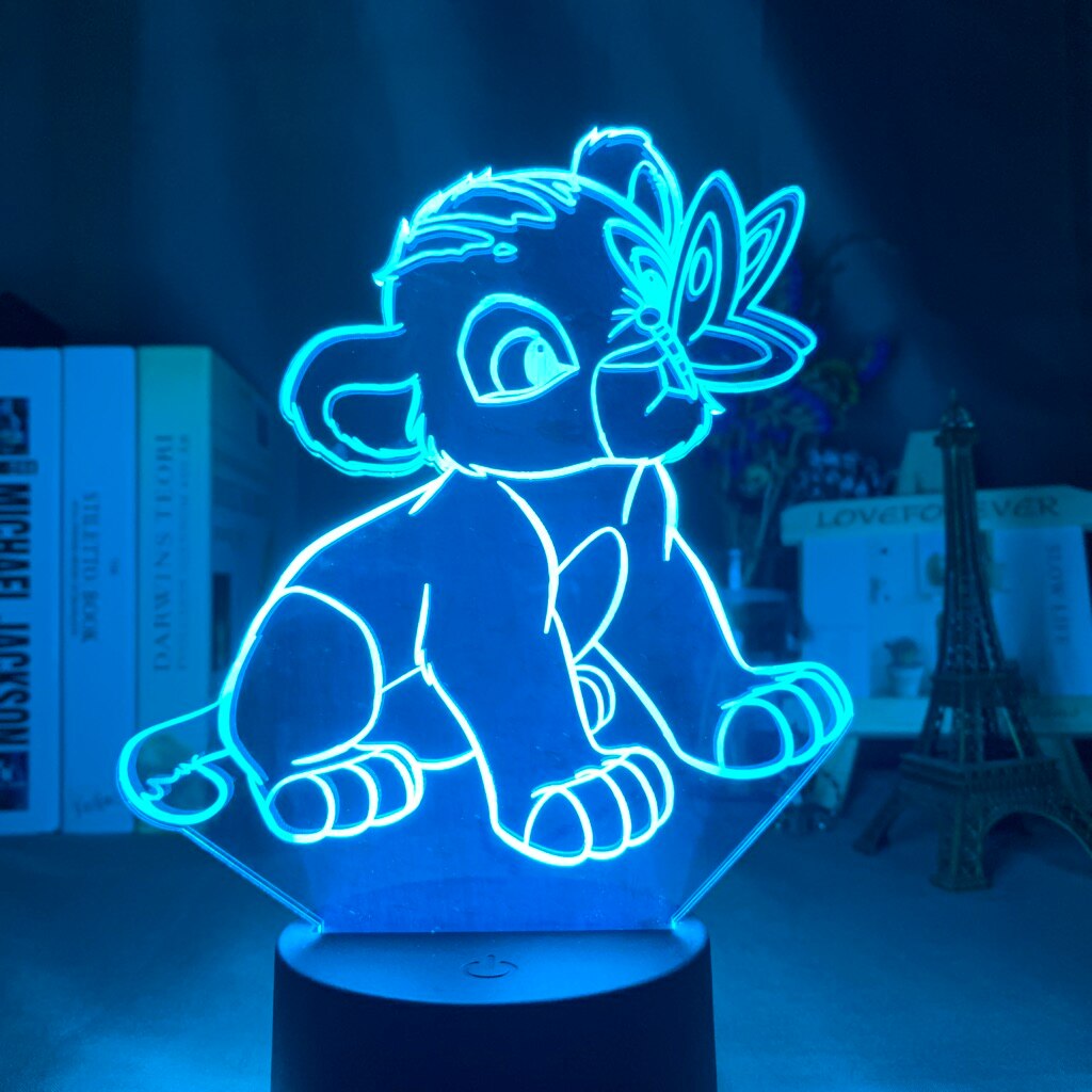 Lion 3d Night Light Children's Room Desk Bedside Led Colorful Variable Night Lamp Battery Usb Children's Gift Kids Lamp