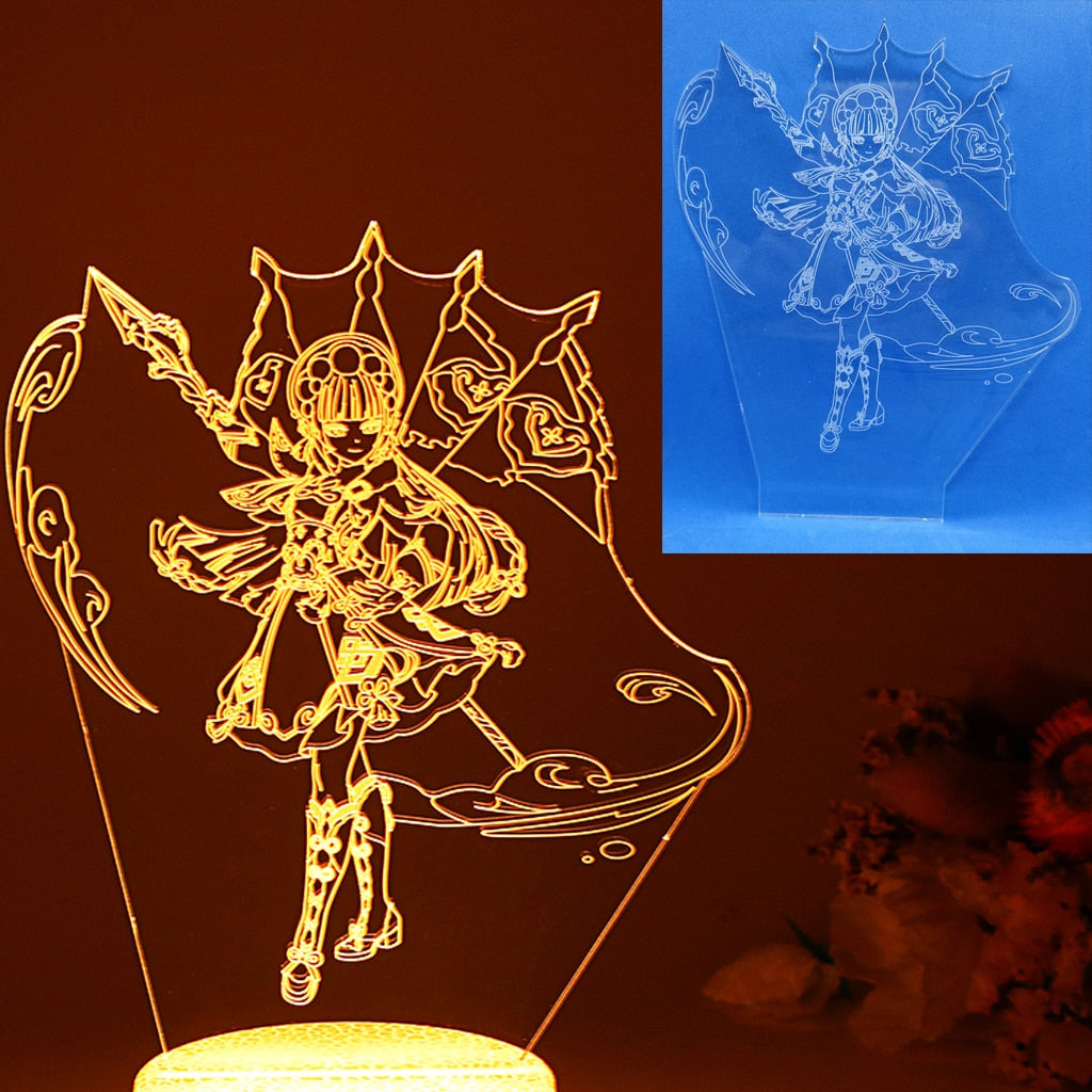 Genshin Impact Anime Night Light Game Figure Yunjin Lamp Shenhe Room Decor Kids Gift Acrylic Board And Base Are Sold Separately