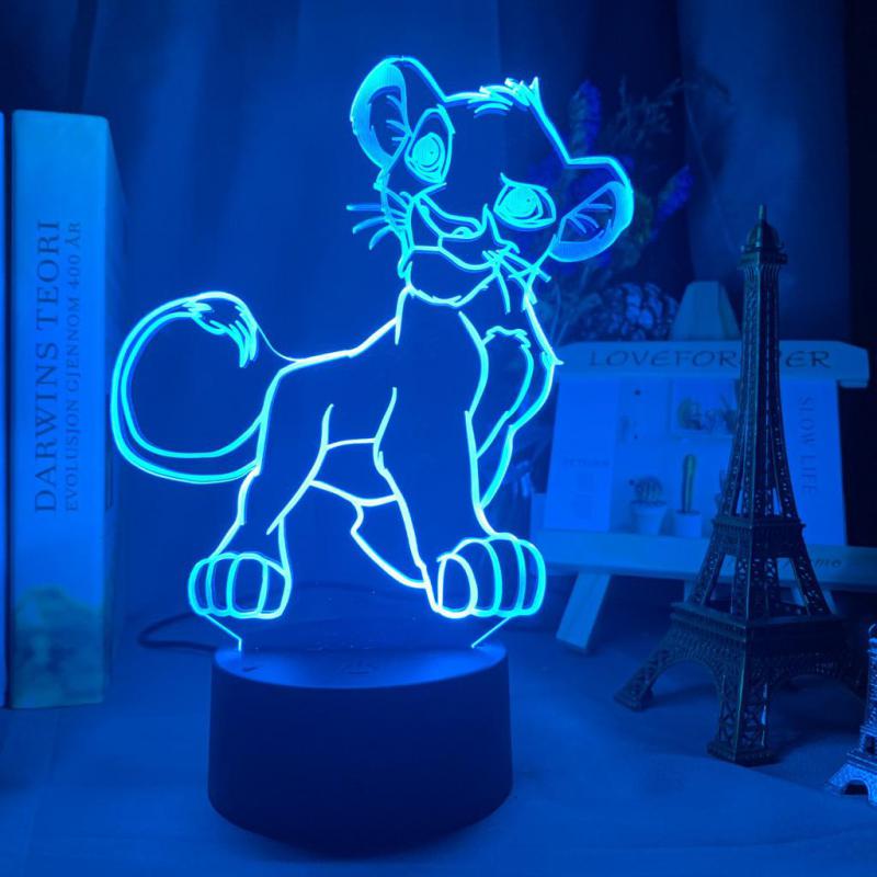 Lion 3d Night Light Children's Room Desk Bedside Led Colorful Variable Night Lamp Battery Usb Children's Gift Kids Lamp