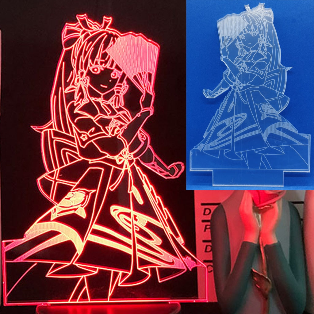 Genshin Impact Anime Night Light Game Figure Yunjin Lamp Shenhe Room Decor Kids Gift Acrylic Board And Base Are Sold Separately