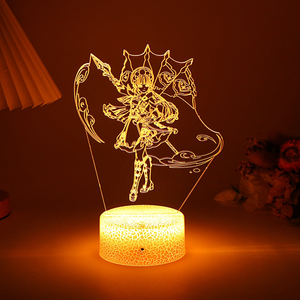 Genshin Impact Anime Night Light Game Figure Yunjin Lamp Shenhe Room Decor Kids Gift Acrylic Board And Base Are Sold Separately