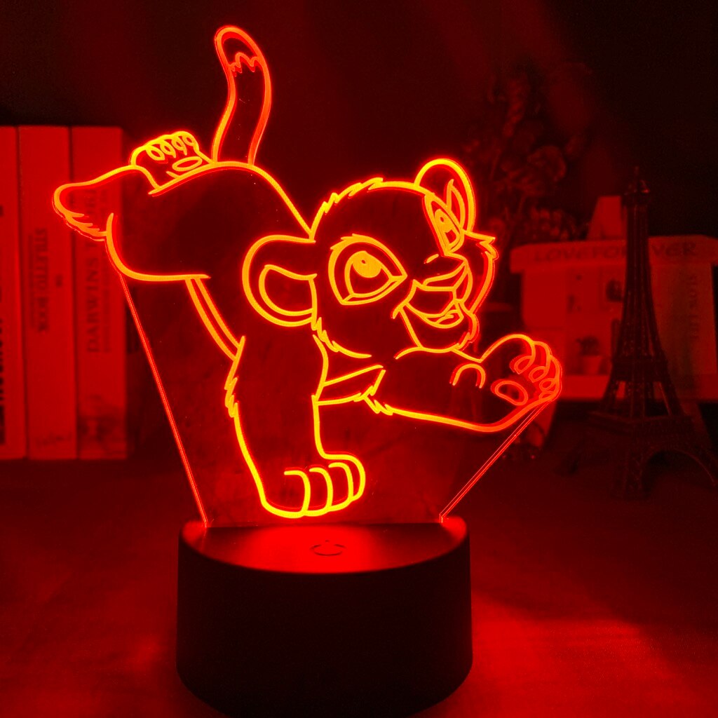 Lion 3d Night Light Children's Room Desk Bedside Led Colorful Variable Night Lamp Battery Usb Children's Gift Kids Lamp