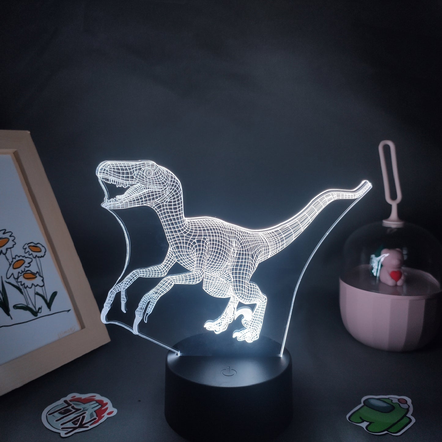 Animal Dinosaur Velociraptor Raptor 3D LED Neon Lamps RGB Night Lights Birthday Gifts For Kids Child Bedroom Bedside Table Decor