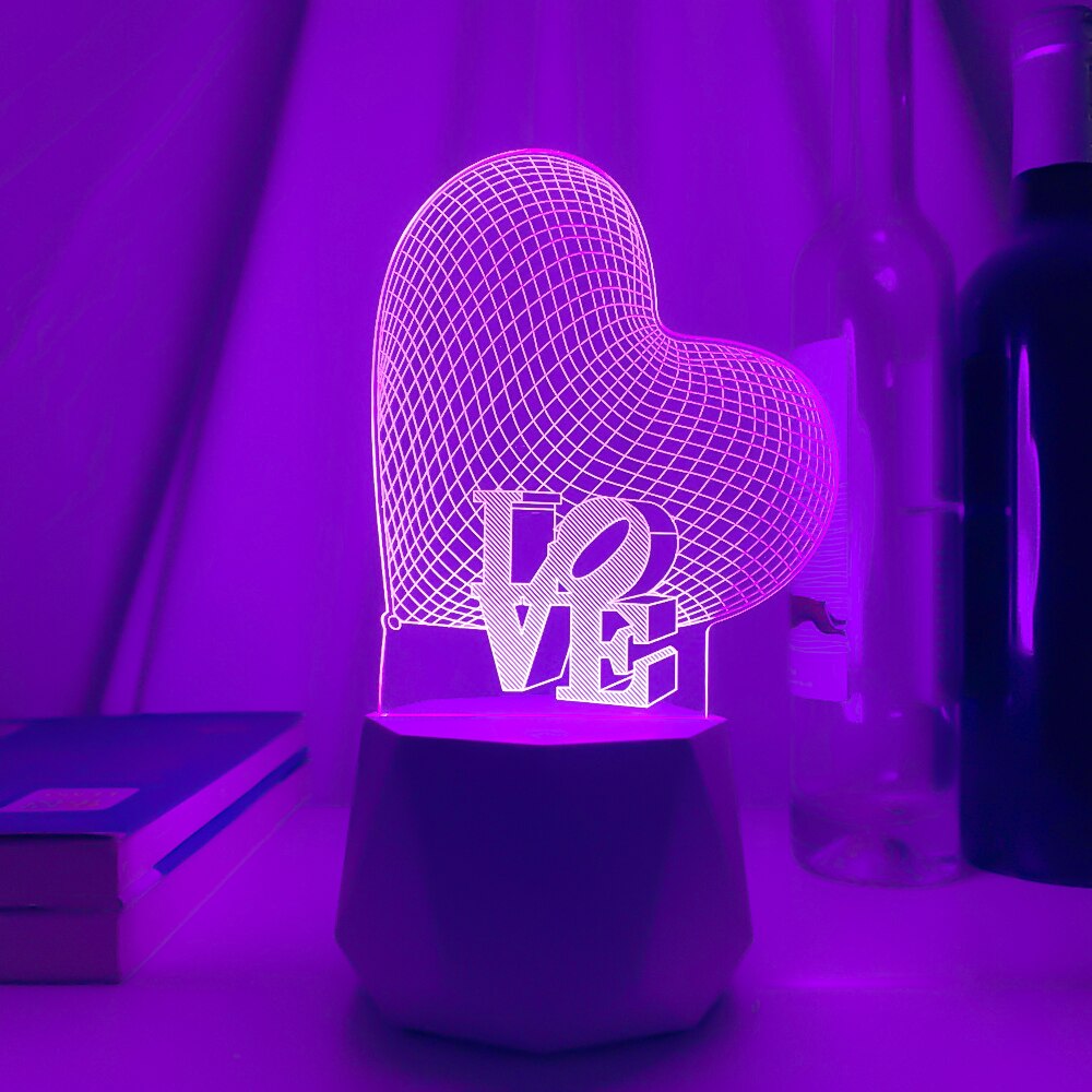 Bluetooth speaker Led Lamps 3D Night Light Valentine's Day Gifts for Home Decoration Usb Battery 3d Illusion Lamp Wedding Souven