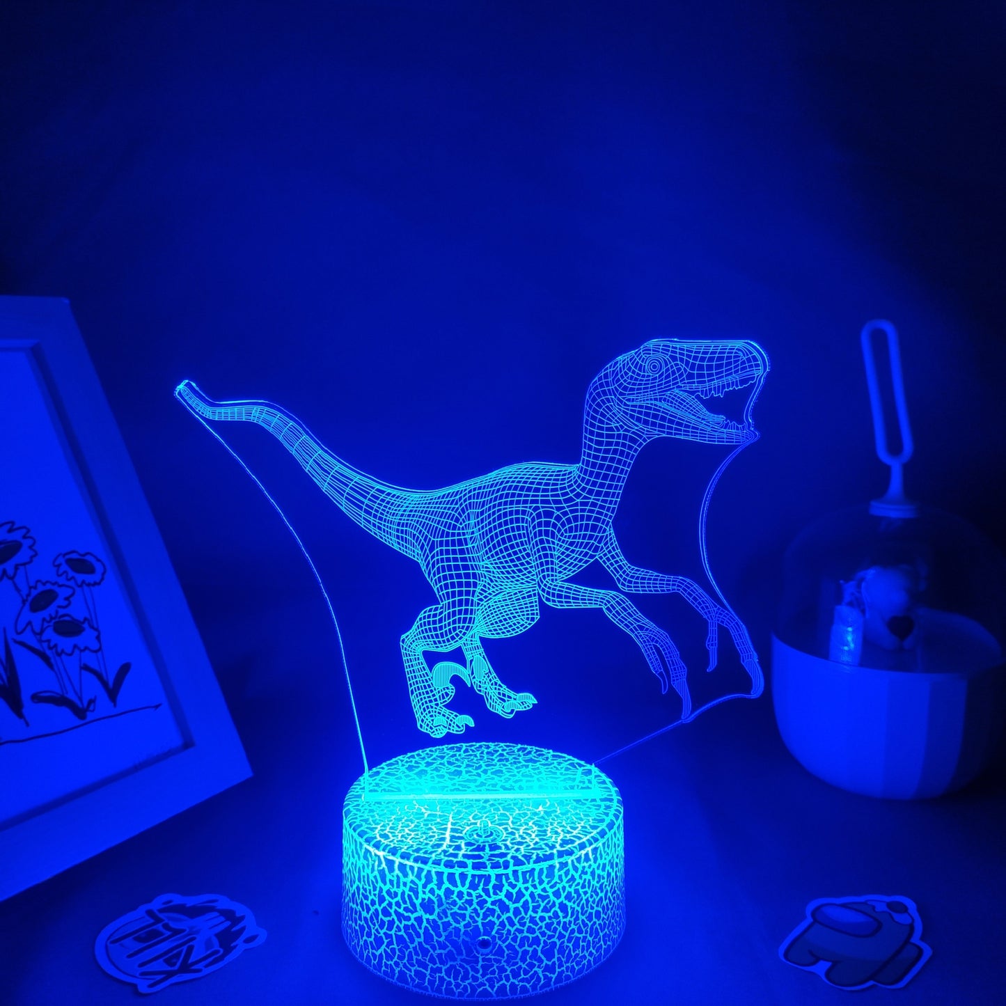 Animal Dinosaur Velociraptor Raptor 3D LED Neon Lamps RGB Night Lights Birthday Gifts For Kids Child Bedroom Bedside Table Decor