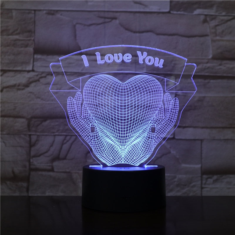 Valentine's Day Gifts 3D Lamp Illusion LED Night Light I LOVE YOU Romantic Love Lights Present for Girls Lady  Bedroom Decor