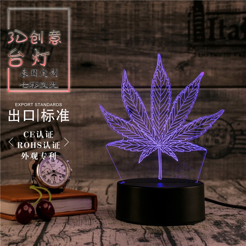 3D Led Novety Lighting Creative Gift Night Light Table Lamp Bedside Leaves Light Led Home Corridor Hotel Party Atmosphere Lights