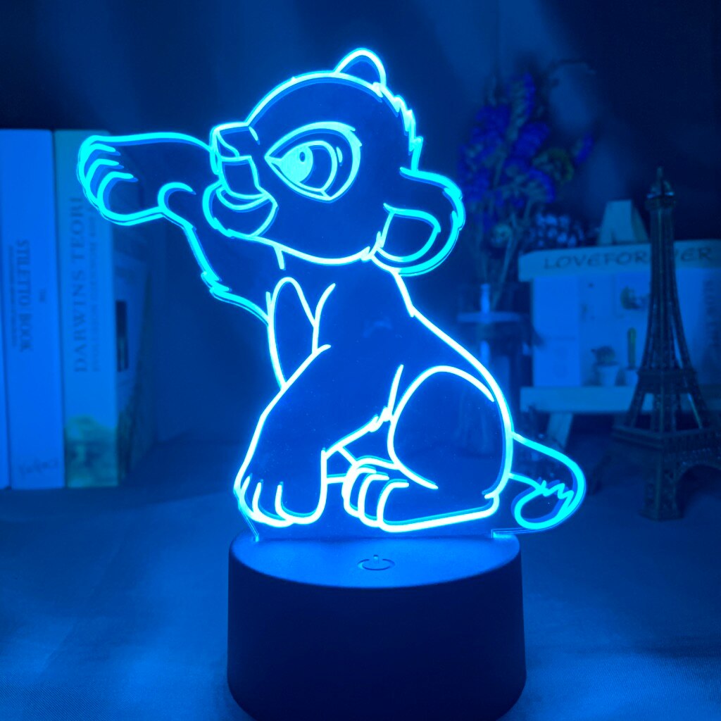 Lion 3d Night Light Children's Room Desk Bedside Led Colorful Variable Night Lamp Battery Usb Children's Gift Kids Lamp