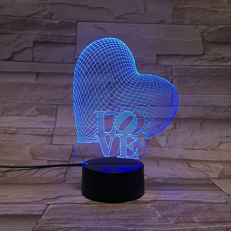 Valentine's Day Gifts 3D Lamp Illusion LED Night Light I LOVE YOU Romantic Love Lights Present for Girls Lady  Bedroom Decor