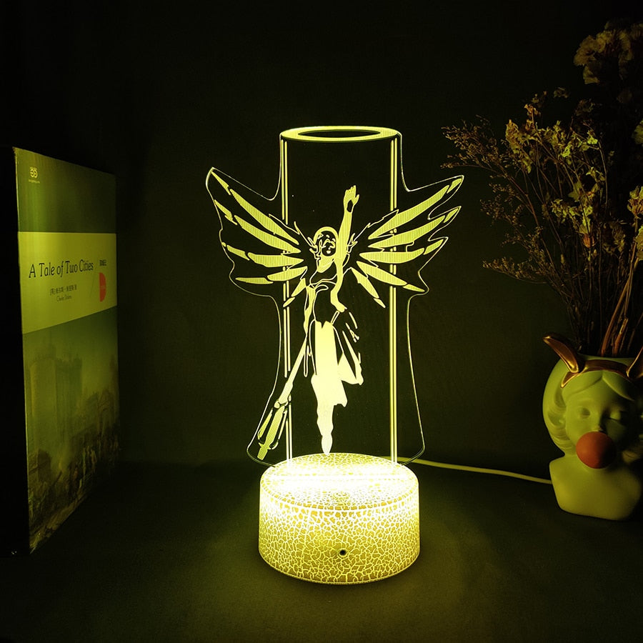 Game Overwatch DVA Figurine 3D Illusion Lamp Computer Room Desktop Otaku Light Home Decoration Holiday Atmosphere Lighting Decor