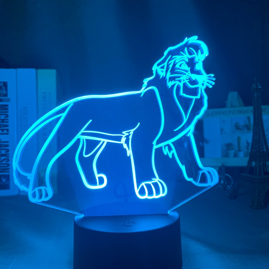 Lion 3d Night Light Children's Room Desk Bedside Led Colorful Variable Night Lamp Battery Usb Children's Gift Kids Lamp