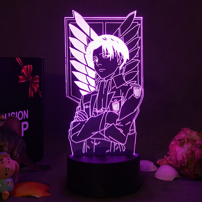 Newest Attack On Titan Lights Anime LED Night Lamps Acrylic USB 3D Figure Bedside Manga Table Lamp For Kids Bedroom Room Decor