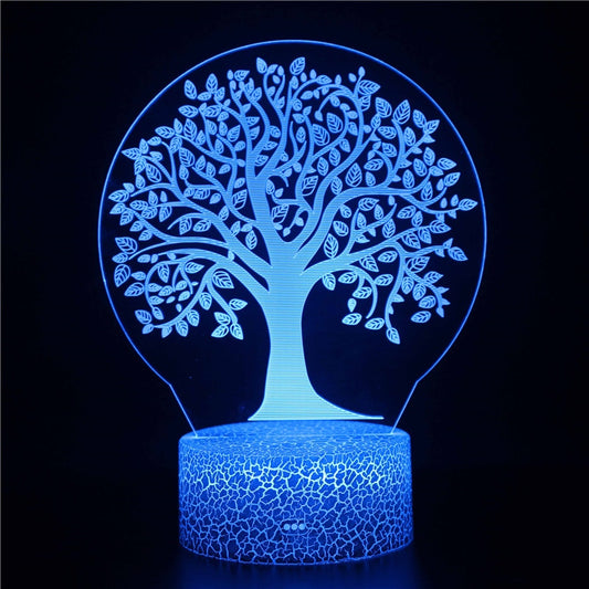 3D Night Lights Tree Leaf Illusion Lamp with Remote Control 16 Colors Changing Table Desk  Lamp Bedroom Decor Optical for Home