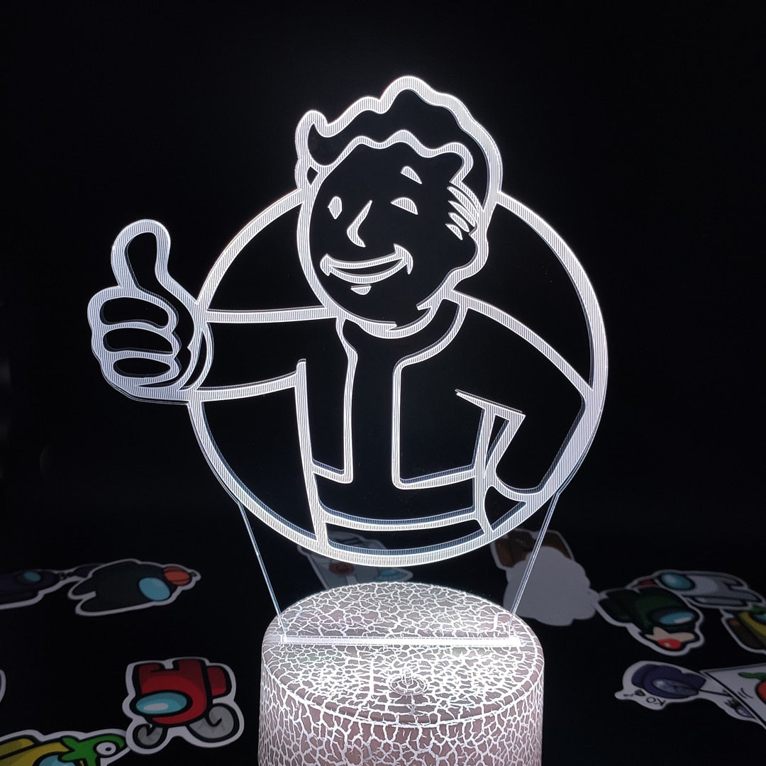 Fallout Pip Boy Game Mark 3D LED Illusion Night Lights Creative Gift for friend lava lamp bedroom bedside Table Desk Decoration