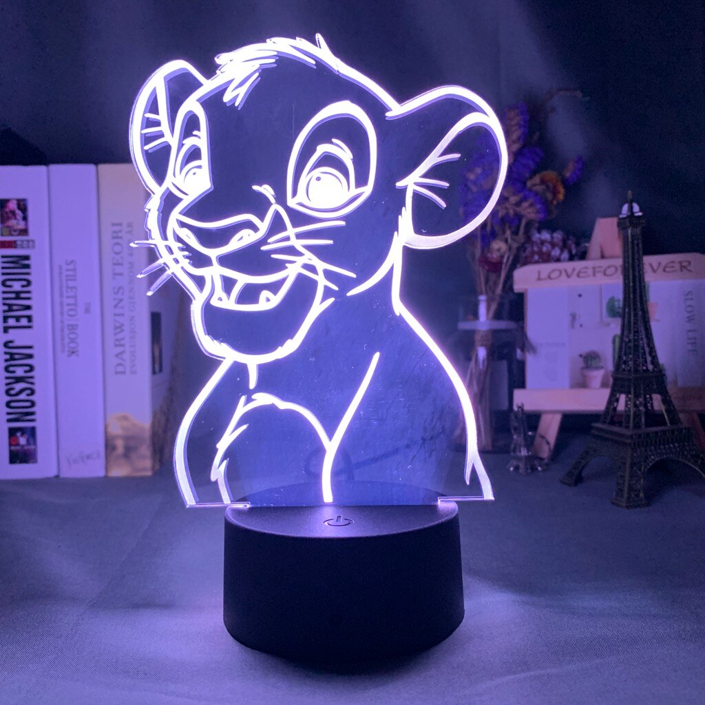 Lion 3d Night Light Children's Room Desk Bedside Led Colorful Variable Night Lamp Battery Usb Children's Gift Kids Lamp