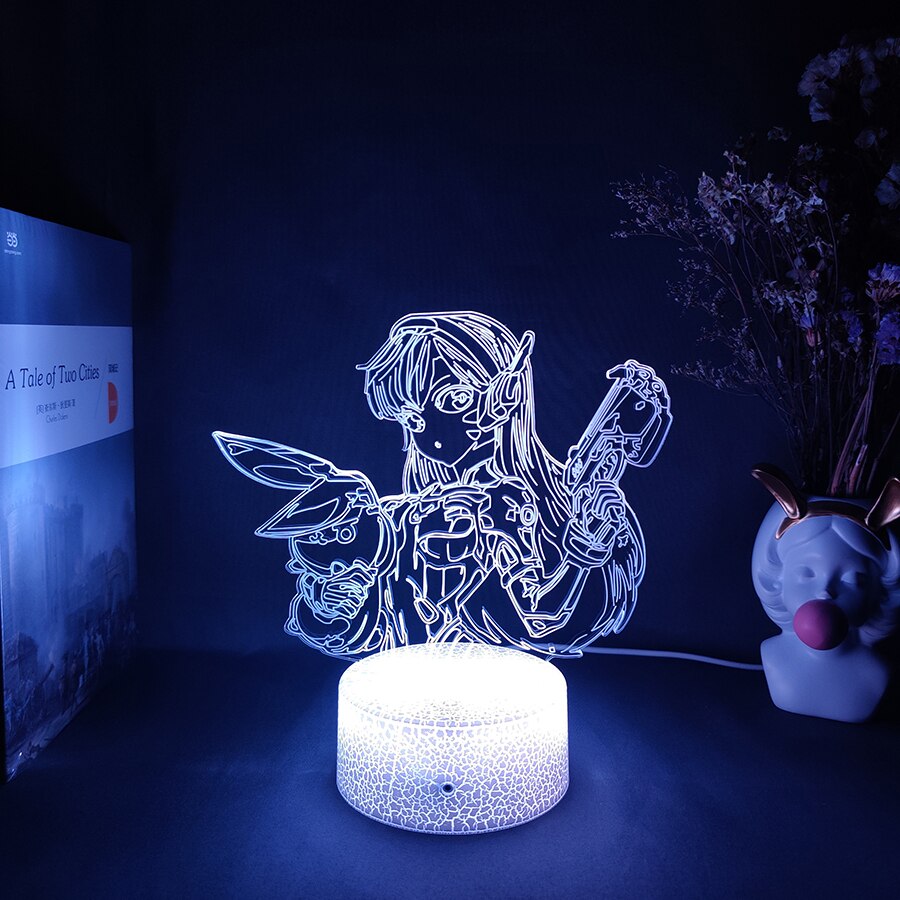 Game Overwatch DVA Figurine 3D Illusion Lamp Computer Room Desktop Otaku Light Home Decoration Holiday Atmosphere Lighting Decor