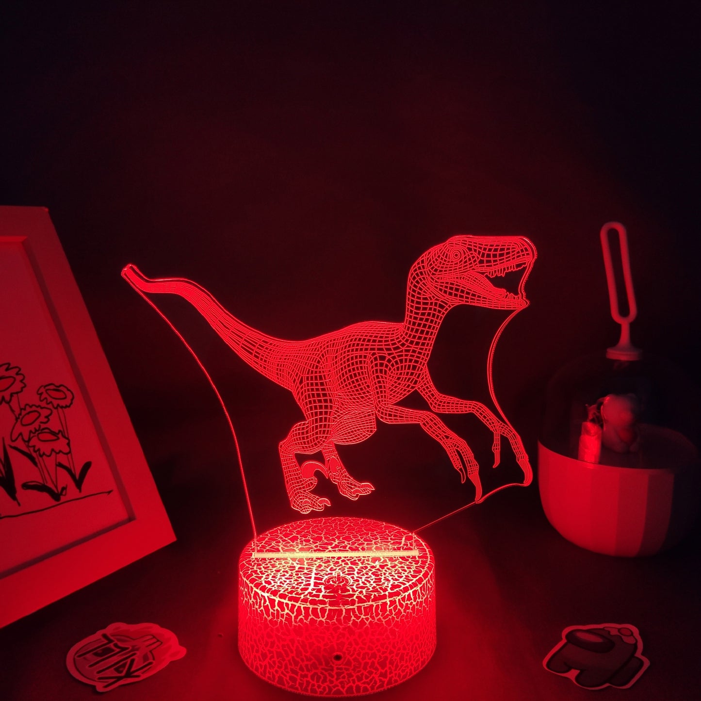 Animal Dinosaur Velociraptor Raptor 3D LED Neon Lamps RGB Night Lights Birthday Gifts For Kids Child Bedroom Bedside Table Decor