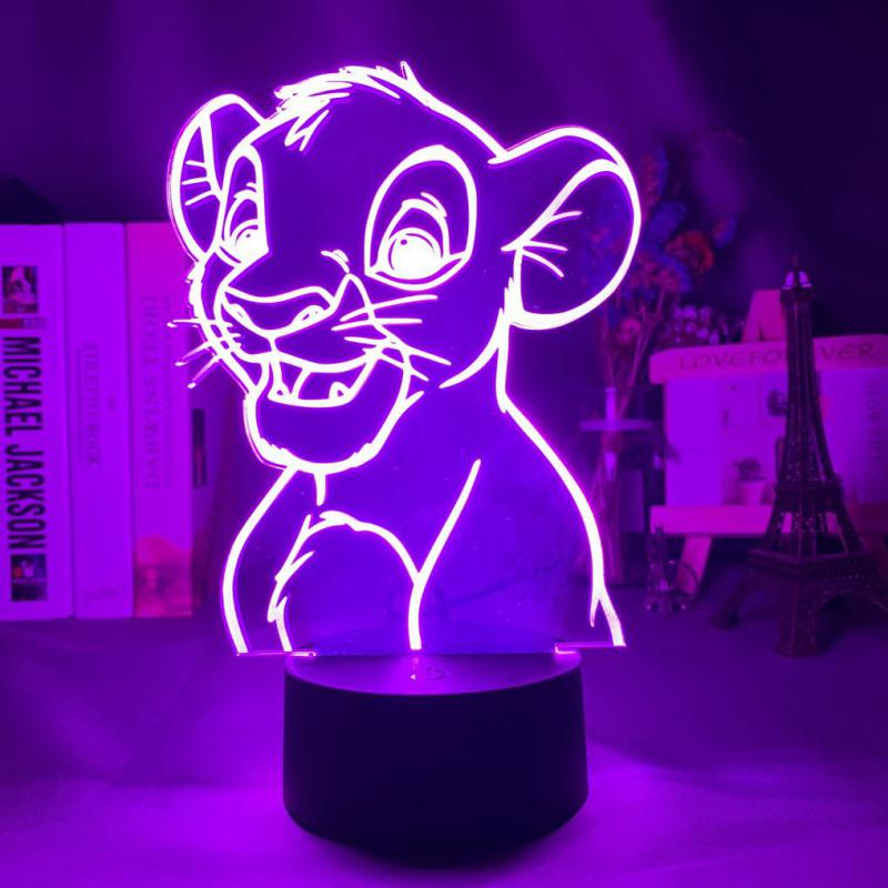 Lion 3d Night Light Children's Room Desk Bedside Led Colorful Variable Night Lamp Battery Usb Children's Gift Kids Lamp