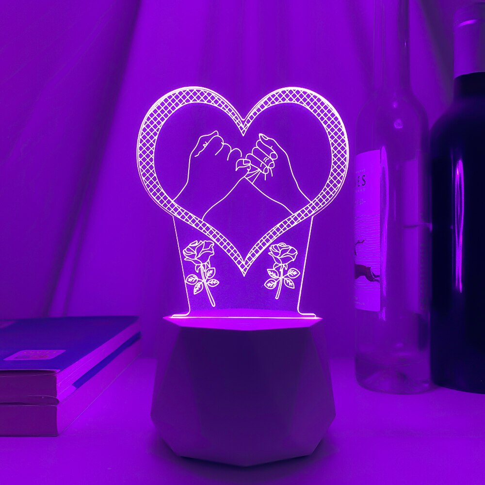 Bluetooth speaker Led Lamps 3D Night Light Valentine's Day Gifts for Home Decoration Usb Battery 3d Illusion Lamp Wedding Souven