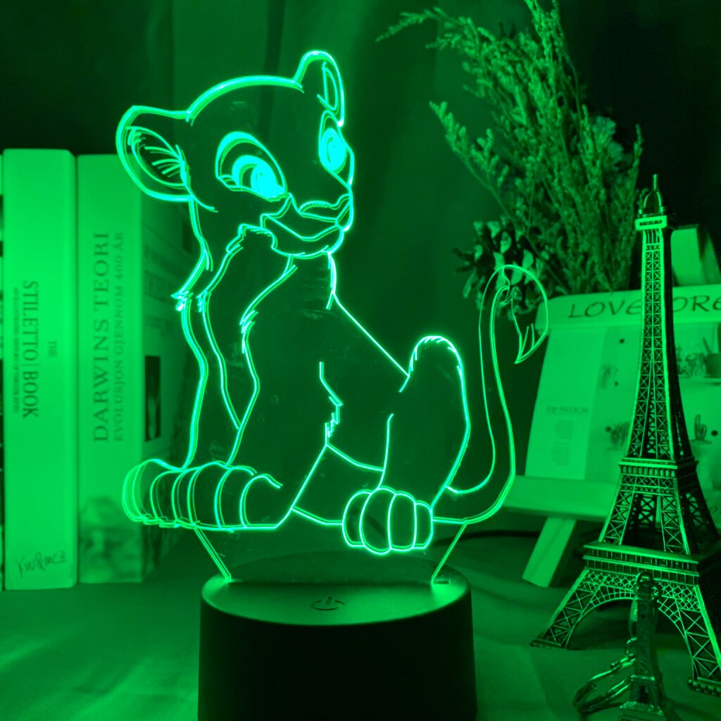 Lion 3d Night Light Children's Room Desk Bedside Led Colorful Variable Night Lamp Battery Usb Children's Gift Kids Lamp