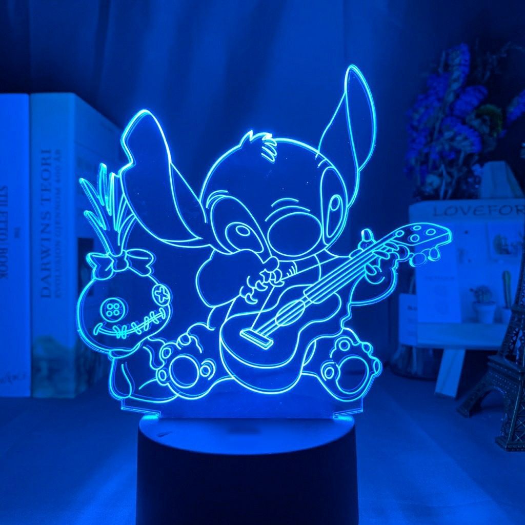 Disney Stitch 3D Anime Night Light Cartoon Action Figure LED Desk Lamp 7 Colors Change RBG Lamp Room Decor Kids Baby Gift